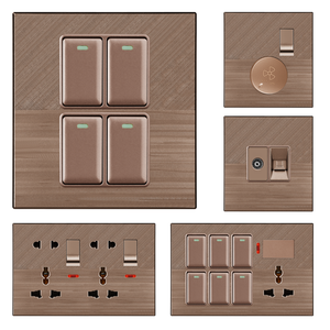 Commercial Space Decoration Suitable Simple Brown <strong>Double</strong>-<strong>Switch</strong> <strong>Double</strong>-<strong>Socket</strong> Wall <strong>Switches</strong> - Product Image 3