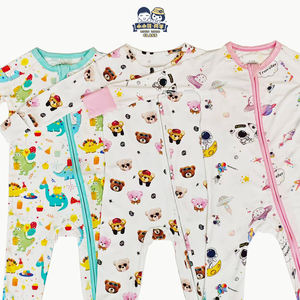 بيجامة أطفال من الخيزران بتصميم شخصيات كرتونية مخصصة، بسحاب مزدوج، ملابس نوم كاجوال للأطفال لفصل الخريف - Product Image 1