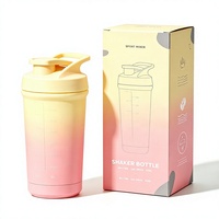 Bouteille shaker de sport en acier inoxydable avec logo personnalisé du fabricant, boule mélangeuse intégrée, pour fitness et protéines, design breveté