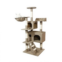 Arbre à chat tout-en-un avec structure d'escalade et lit pour chat, en panneau de densité, 120 cm, gain de place, grande taille, hauteur extensible, pour usage domestique