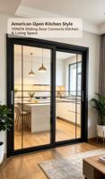 Slanke aluminium keukenschuifdeur met gehard glas, stille schuifdeur voor binnen, geschikt voor woningrenovatie