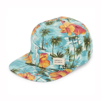 En gros personnalisé marque plat Bill Hawaii thème tropiques impression florale Snapback casquette chapeau 2025 nouvelle mode unisexe
