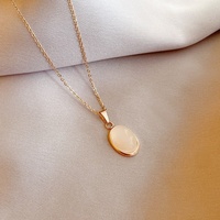 Collier chaîne en or rose romantique avec anneau en O, style minimaliste IG, pendentif géométrique haut de gamme pour femme, Dongguan Haochuangshipin