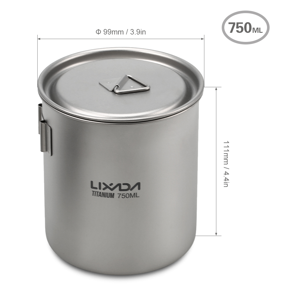 Lixada 750mlキャンプチタンポットウォーターカップ、取り外し