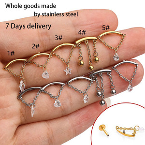 Piercing Labret en Acier Inoxydable 16G avec Pendentif Fleur en Zircon Cubique, Styles Variés, Bijoux de Piercing d'<span class=keywords><strong>Oreille</strong></span> en Gros - Product Image 1