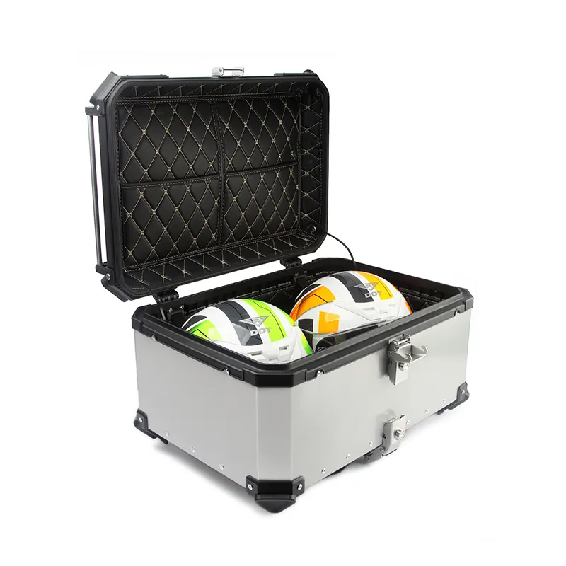 Porta-malas de alumínio para motocicleta, 65l, armazenamento de bagagem, pannier, lateral, preto, maior porta-malas