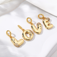 New Arrivals Fashion Initial Letter Pendants Charms 18K Gold Plated Bubble Letters Brass Zircon DIY Nameplate Couple Necklace
