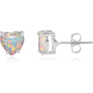 Pendientes de ópalo con forma de corazón YASHEE, chapados en plata, para mujer, uso diario - Product Image 1