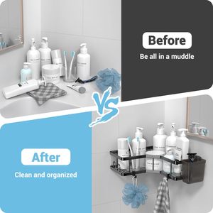 Bathroom Organizer <b>Shelf</b> Set Iron <b>Wall</b> <b>Mounted</b> Double Tier Eco-Friendly Modern Multi-Purpose Storage Racks <b>Shelves</b> - Product Image 3