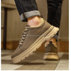 Bottes en cuir microfibre rétro pour hommes, imperméables et antidérapantes à lacets, bottes texanes pour hommes - Product Image 3