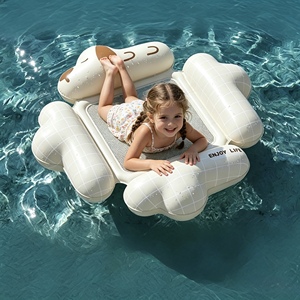 Cama Flotante Inflable de PVC para Niños con Diseño de Rayas de Malla, Tumbona Flotante Plegable, Flotador Inflable Transfronterizo - Product Image 1