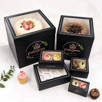 Emballages personnalisés pour gâteaux d'anniversaire, muffins et pâtisseries de qualité alimentaire, boîtes à cupcakes de 2, 4, 6, 9 pièces avec couvercle transparent et inserts