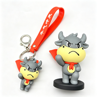 Porte-clés 3D personnalisé en PVC, figurine de dessin animé mignonne avec dragonne en silicone pour cadeaux promotionnels et image de marque d'entreprise