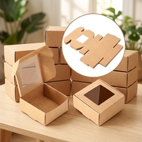 Boîte en papier kraft avec fenêtre, boîte cadeau carrée, petites boîtes en papier pour savon artisanal et bonbons, pour présentation en magasin et emballage personnalisé