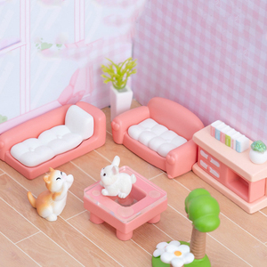 Pink Mini Furniture Resin Figurine Miniatures Room Landscape Decorations <b>Tiny</b> Cabinet Desk <b>Sofa</b> Doll's House DIY Accessories - Product Image 6