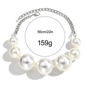 Collar de Joyería Nupcial de Moda <span class=keywords><strong>2026</strong></span>, Joyería Romántica para Bodas, Collar Exagerado de Perlas Blancas ABS para Mujer - Product Image 5