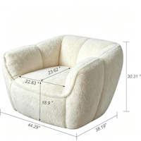 Canapé pouf surdimensionné en fausse fourrure beige de 44,29 pouces, fauteuil paresseux confortable pour adultes, idéal pour la chambre et les petits espaces