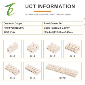 10/30/50/100 pezzo connettore per filo a molla rapida universale senza vite per morsetto elettrico morsetto CH-1/<span class=keywords><strong>2</strong></span>/<span class=keywords><strong>3</strong></span>/4/5/6/12 - Product Image 3