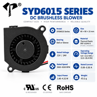 Mini ventilateur soufflant sans balais DC 12V 24V 60x60x15mm à faible bruit pour purificateur d'air, refroidissement d'armoires et usage industriel (ventilateur centrifuge)
