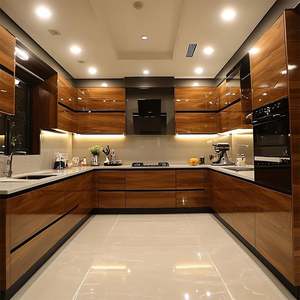 Custom Luxury Kitchen Cabinet Sets Contemporary Styles Solid Wood Carcase Stainless Steel Sink Modern Home Kitchen Service - Product Image 5