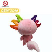 Jouets en peluche Axolotl violets en gros, rembourrés en coton PP, adorables animaux en peluche souriants avec antennes