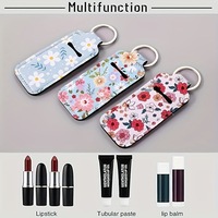 Penjualan Terlaris Gantungan Kunci Tempat Chapstick Motif Halloween Natal, Sarung Lip Balm Kulit Premium dengan Klip Gantungan Kunci