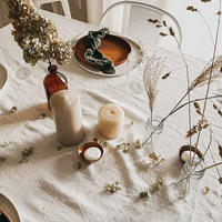Nappe Rectangulaire Sur Mesure en Coton et Lin Froissé avec Ourlet Piqué, Réutilisable et Lavable, Style Rustique pour Mariages et Événements