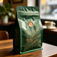 Sachet à café en aluminium imprimé par gravure personnalisé, à fond plat, scellé sur huit côtés, de haute qualité pour Mylar de qualité alimentaire, vente en gros
