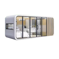 Capsule de camping luxueuse en acier de 32 m², maison préfabriquée avec système intelligent pour appartement et parc