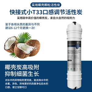 Cartucho de Filtro de Carbón Activado T33 de 10 Pulgadas con Conexión Rápida para Purificador de Agua, Fácil Instalación - Product Image 4