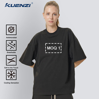 T-shirt Kuenzi surdimensionné à manches courtes, anti-boulochage, absorbant la transpiration, poids lourd 230 GSM, 100 % coton, antibactérien 7A pour femme