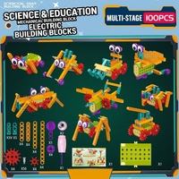 Kit de Construction Mécanique Interactif DIY pour Enfants 100 Pièces – Robot Motorisé à Assembler – Activité STEM d'Ingénierie – Cadeau Loisir
