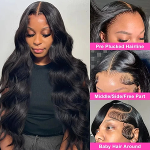 黒女性のための生ベトナム人の髪のかつら生シングルドローボディ波レースフロントグルーレスウィッグ - Product Image 3