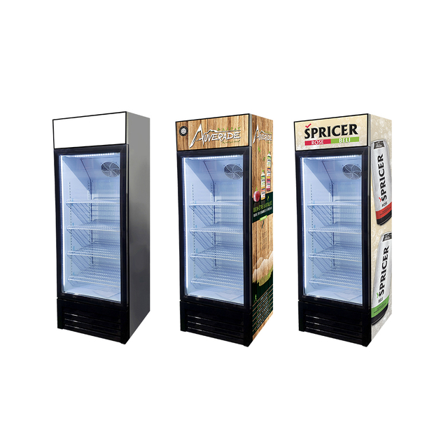 Meisda SC190B 190L Upright Commercial Refrigerator Stainless Steel Beverage Display Fridge with Electric Power Portable Used Gla
