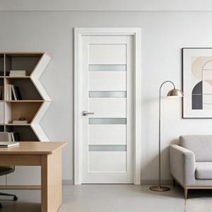 Puertas de Entrada de Madera Maciza MDF para Exterior, sin Pintura, Decoración Minimalista, Polímero, Tamaño Personalizado, Acabado de Fábrica - Product Image 5