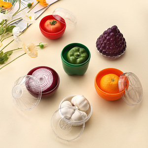 Ensemble de boîtes de rangement pour légumes et fruits, couvercle rond à clipser, récipient hermétique pour l'ail, l'oignon et le citron - Product Image 1