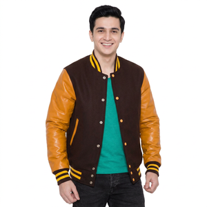 Vente directe d'usine nouvelle veste universitaire élégante à manches en cuir pour hommes vente en gros meilleur fournisseur CollegeBaseballjacket pour hommes - Product Image 1