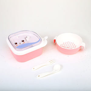 子供用ランチボックス、餌入れとカトラリー付き、漫画デザインの弁当箱、カトラリー付き食品保存容器、630ml - Product Image 1