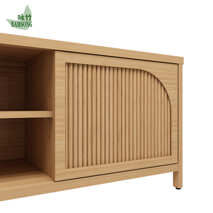 <span class=keywords><strong>Mobile</strong></span> TV <span class=keywords><strong>per</strong></span> <span class=keywords><strong>Soggiorno</strong></span>, Arredamento <span class=keywords><strong>Moderno</strong></span> in Bambù, Centro di Intrattenimento <span class=keywords><strong>Basso</strong></span> e Lungo, Console Multimediale con Set di Archiviazione - Product Image 4