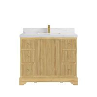 Modèle moderne 42 pouces. W X 22 In. Meuble-lavabo autoportant en teck massif naturel, durable et facile à nettoyer, avec 6 tiroirs, pour salle de bain