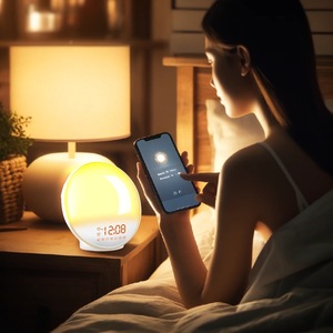 Smart Wake Up <b>Light</b> RGB Sunrise Sunset Simulation LED Night <b>Light</b> With White Noise For Bedroom <b>Sleep</b> Aid - Product Image 2