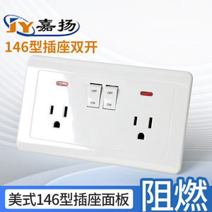 Wall Socket 15A 2 Outlets With <b>Switch</b> And Indicator Light <b>Usb</b> Port Standard Grounding 120V PC Material - Product Image 2