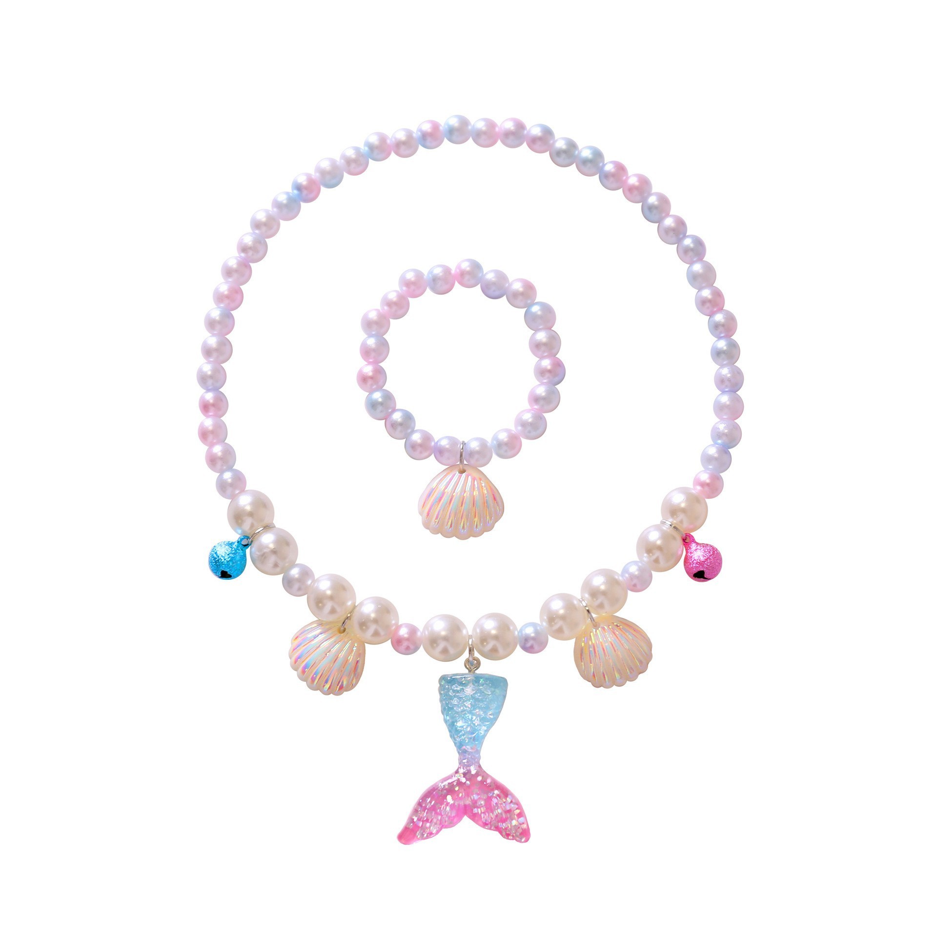 Ensemble deux pièces de bijoux sirène rose et bleu A102