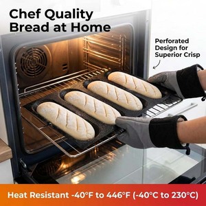 Molde de silicona perforado para pan, sin recubrimiento, antiadherente, con 5 ranuras, bandeja para hornear resistente al calor para pan <span class=keywords><strong>casero</strong></span> tipo Subway - Product Image 2