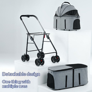 Kereta Dorong Hewan Peliharaan 4 Roda Logam Dua Lapis Gaya Teddy Ringan Dapat Dilipat Tas Dapat Dilepas Untuk Hewan Peliharaan Sedang Besar Berkemah 20kg - Product Image 2