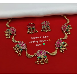 Ensemble de collier fini en or mat Minakari en cuivre avec ensemble de collier fait main conçu à la mode à vendre par les exportateurs - Product Image 3