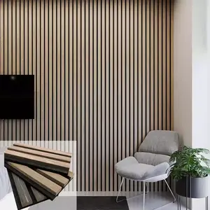 Reasonable Price Wooden Wall Panels Grooved Acoustic Slat Panel Acoustic Wood Wall Panel PET