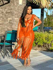 TS1253 nueva moda Sexy Bikinis traje de baño cubrir Ups vestido de ganchillo ropa de <span class=keywords><strong>playa</strong></span> cubrir trajes de baño para mujeres borla Vestido de <span class=keywords><strong>playa</strong></span> - Product Image 4