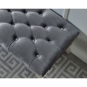 DB Decor Maxem, taburete otomano de tela con mechones de lujo, adorno de cabeza de clavo gris para dormitorio, sala de estar, uso en la cocina - Product Image 3