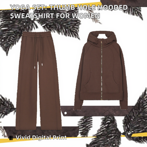 Conjunto de Yoga de 2 Piezas para Mujer, Cintura Alta, Sin Costuras, Sudadera con Capucha y Chaqueta Deportiva, 100% Algodón, Ropa Deportiva - Product Image 2